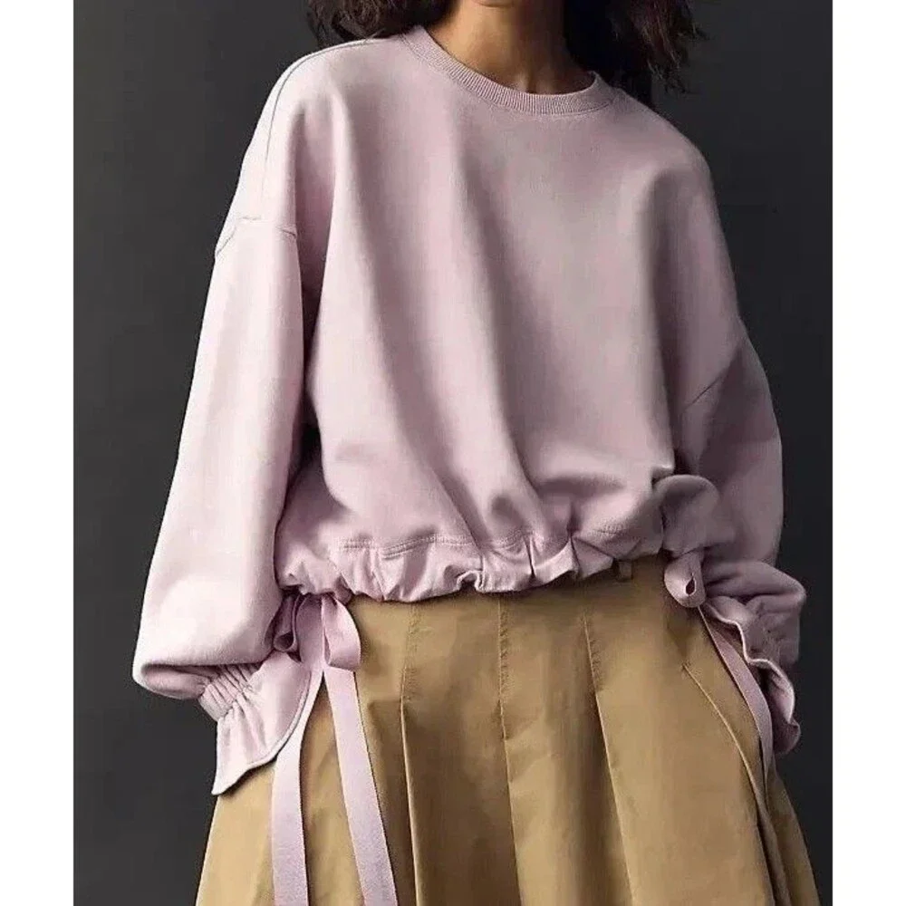 Maeve Anthropologie Big Top Sweatshirt Cotton Solid Cotton Crew Neck M 289611